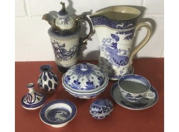 Antique Lot Of Blue Porcelains