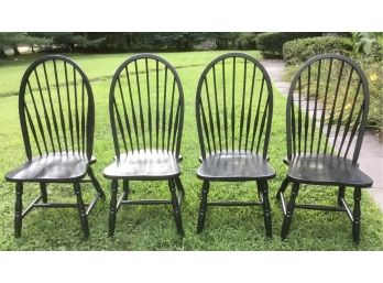 4 Vintage Black Spindle Back Wood Chairs