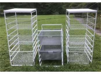 Elfa  White Metal Racks & Metal Baskets