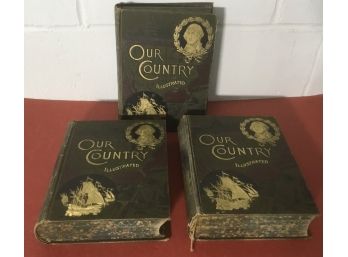 Our Country Benson J. Lossing Vol 1,11,111, Antique History Books.