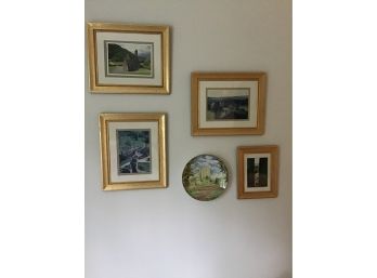 Grouping Of Framed Ireland Landmarks And Decor