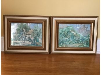 Petite Pair Of Signed Pieces Of Artwork, Benjamin Linder