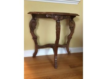 Antique Victorian Carved Demilune  Table, Refinished