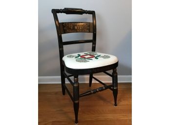 Hitchcock Side Chair, Black With Gold Stenciling