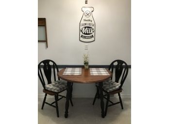 Like New! Cute Country Dining Set, Dropleaf Table And 4 Chairs, Wood/ Black