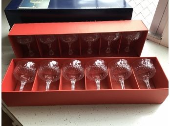 Crystal DArques Longchamp Crystal Glasses, New In Box - Set Of 12