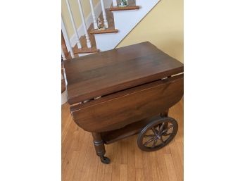 Vintage Pine Drop Leaf Cart With Wheels