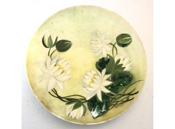 LARGE Antique Hand Painted Porcelain Plate With Flowers Signed M.M. Doherty