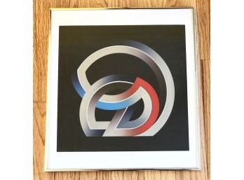 Vintage Geometric Silkscreen Print Signed And Dated