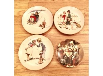 Set Of 4 Collectible Norman Rockwell Plates