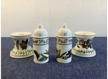 The Botanic Garden Salt And Pepper Set With 2 Candle Stick Holders