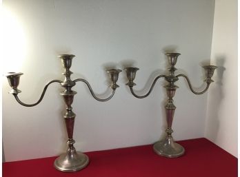 Massive Sterling Weighted Candle Stick Holders Lot Of 2