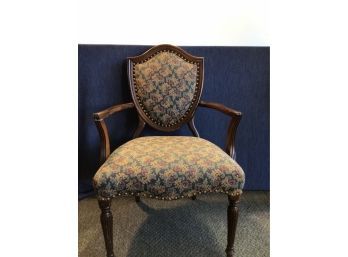 Navy Blue Floral Cushioned Side Chair