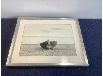 Black And White Art Of A Boat In Sand