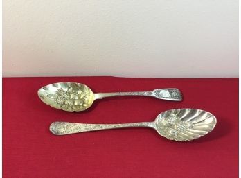 Sterling Silver Fruit Decorated Serving Spoons 112g