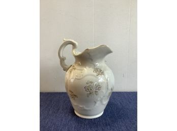 Yomin White With Gold Trim Floral Pitcher