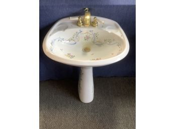 Made In Uruguay Porcelain Sink With Floral Design