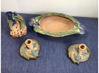 Iris Decorated Pottery Lot