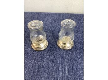 Sterling Weighted Glass Salt And Pepper Shakers