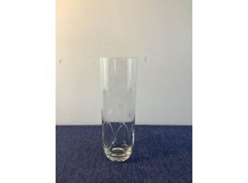 11' Flower Etched Glass Vase