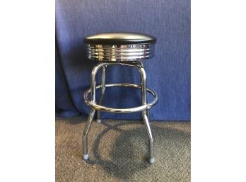 Black Cushioned Metal Stool