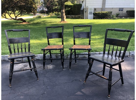 Four Vintage Hitchcock Style Chairs (two Rattan)