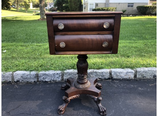 Beautiful Vintage Carved Wooden Pedestal Table