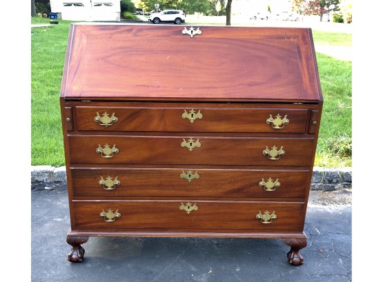 Vintage Secretary Desk With Brass Pulls