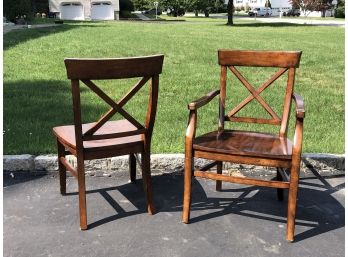 Six Pottery Barn Wooden Aaron Dining Chairs