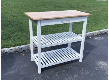 Casual Home Kitchen Island With Solid American Hardwood Top, Natural/White