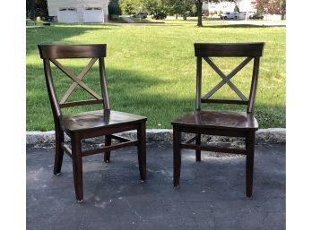 Six Pottery Barn Aaron Dining Chairs In Dark Finish