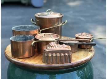 Large Lot Of Copper Pots, Pans, Trays