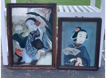 Pair Of Framed Oriental Woman Portraits