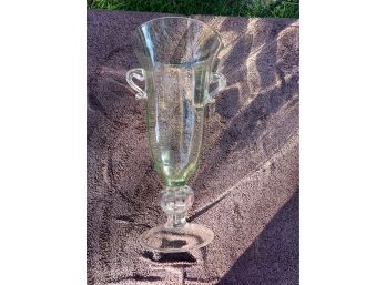 Large Vaseline Glass Trumpet Vase