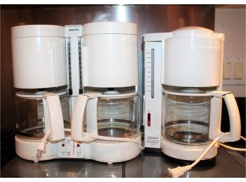 Two KRUPS Electric White Coffeemakers
