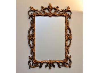 Vintage Ornate Wood Framed Gold Leaf Oblong Mirror 21.5' X 29'