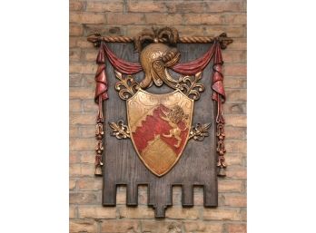 Handsome Coat Of Arms Knights Helmet, Lion & Shield Wall Art