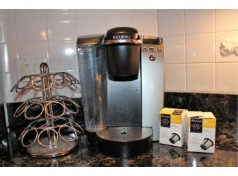 KEURIG Single Cup K Cup Stainless/Black Coffee Maker W/ Accessories