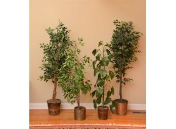 Mixed Lot Of Four Faux Silk/Plastic Indoor Decorative Trees