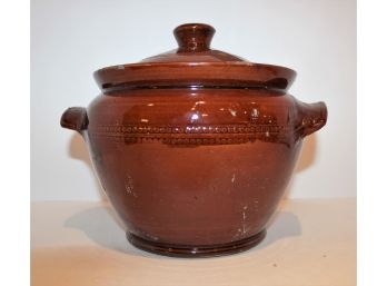 Vintage Pearsons Of Chesterfield England Brown Glazed Stoneware Lidded Bean Pot