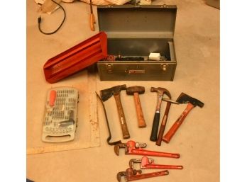 Vintage Mixed Lot Hand Tools & Metal Sears Craftsman Toolbox