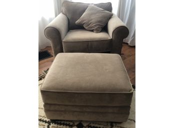 Microfiber Tan Club Chair And Ottoman