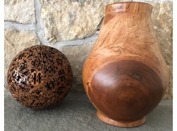 Ball And Turned Wood Vase