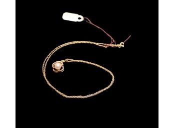 14 Karat Gold Necklace With Pearl