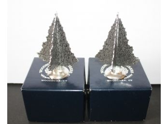 Pair Of Woodbury Pewter Christmas Trees