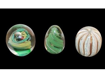 Trio Of Colorful Paperweights