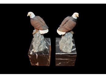 Amazing Marble And Eagle Bookends From The Eagles Club