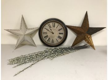Metal Barn Stars And Clock