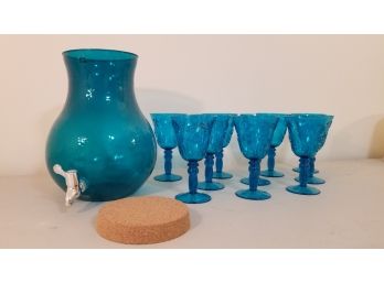 Blue Party Pitcher And Glass Set