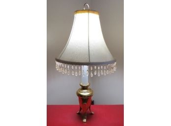 Mid-Century Rocket Base Style Gold And White Accent Lamp - In Working Condition